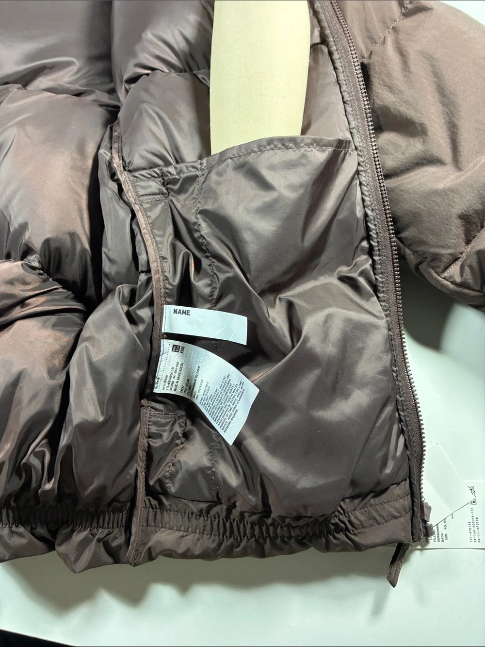 NWT Uniqlo Kids Down Puffer Jacket - Dark Brown, size 13